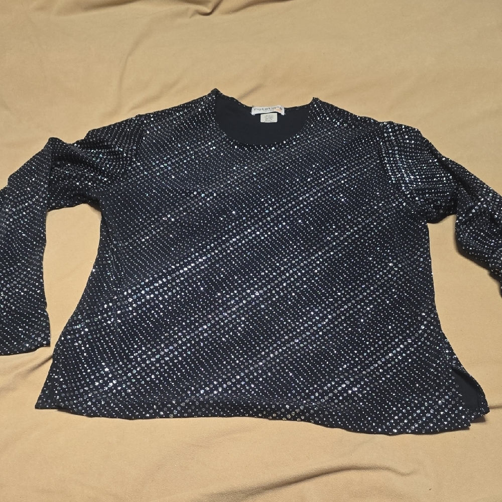 Notations Black and Silver Patterned Sweater - image 1